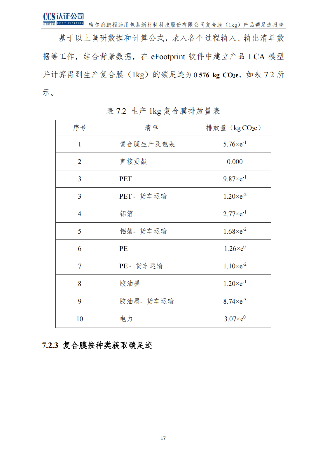 鵬程（chéng）新（xīn）材產品碳（tàn）足跡報告